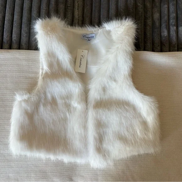Countess White Faux Fur Jacket - Elegant Cream-White - Picture 1 of 6